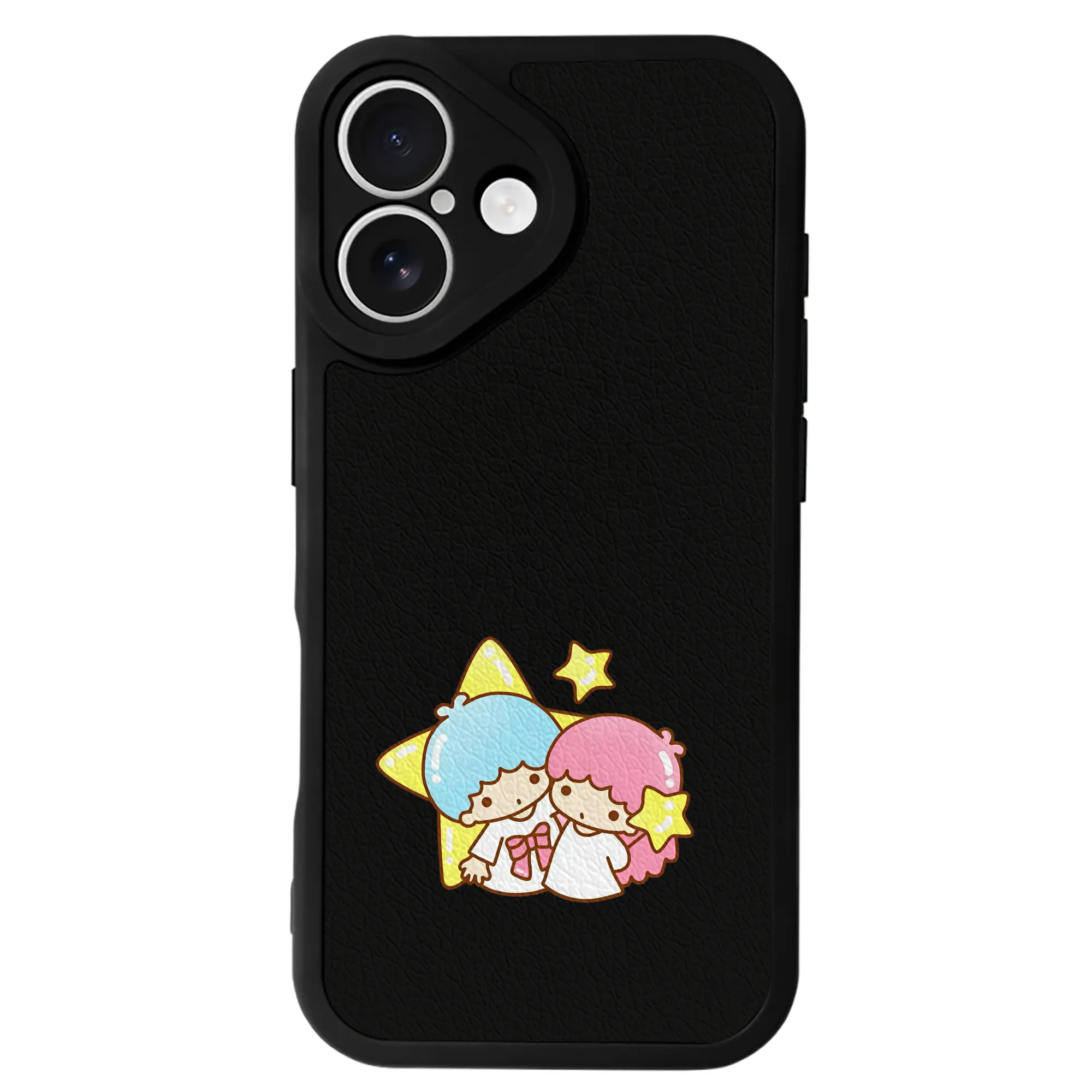 サンリオ グッズ,リトルツインスターズ - IPhone 16シリーズ対応 ・ シリコンスマホケース ・ レザー調 ・ 高精度フィット ・ 耐衝撃 ・ ワイヤレス充電対応 ・ 精密カット